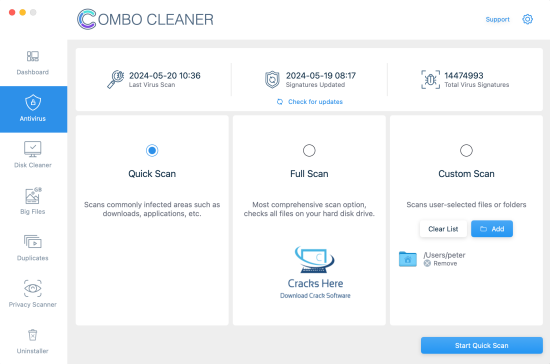 Combo Cleaner Deep Scanning for MacOS